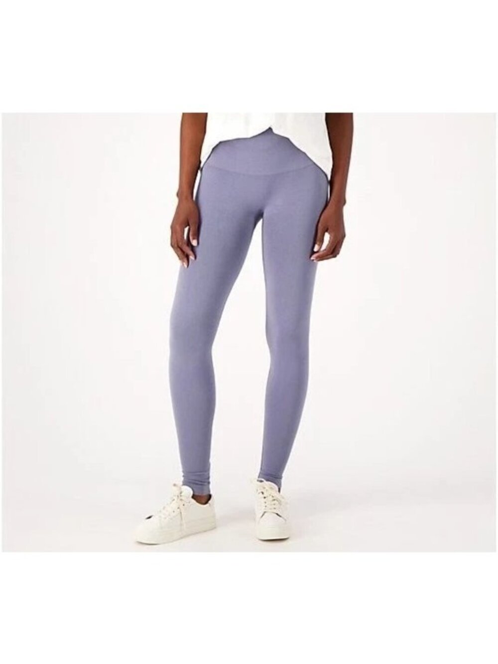 Breezies Legging Large Seamless Double Knit Cotton Pull On Slate Blue Sporty NEW